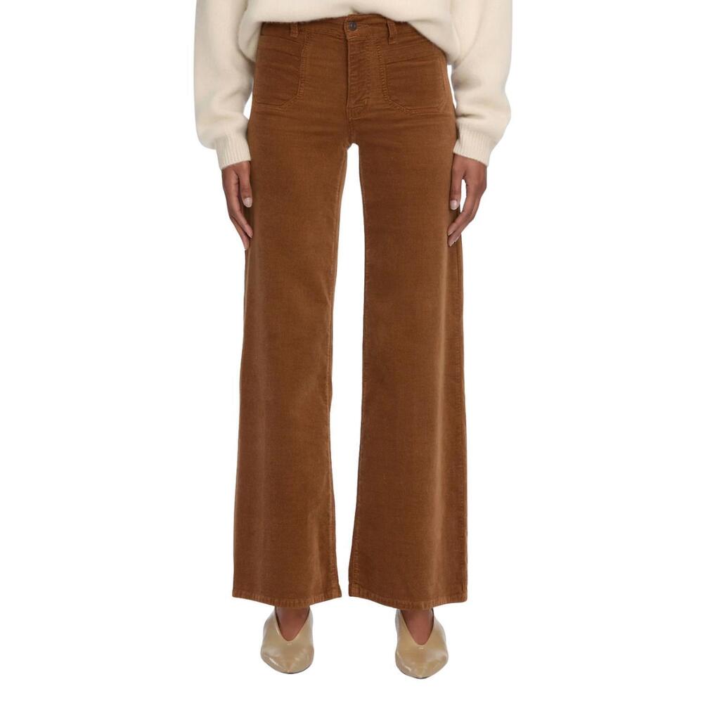 NEW FRAME le slim palazzo pocket corduroy jeans in maple brown